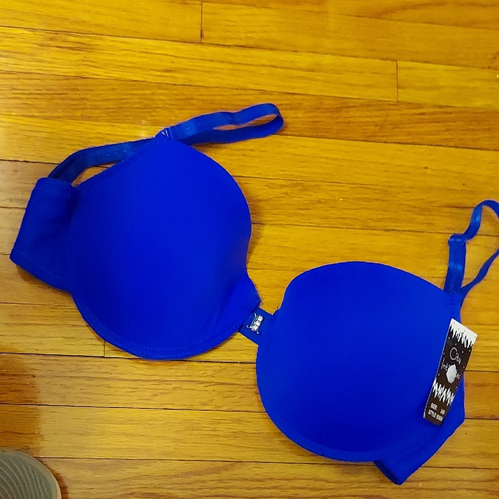Royal Blue Women's Bra with Rhinestone Front Closure And Convertible Straps